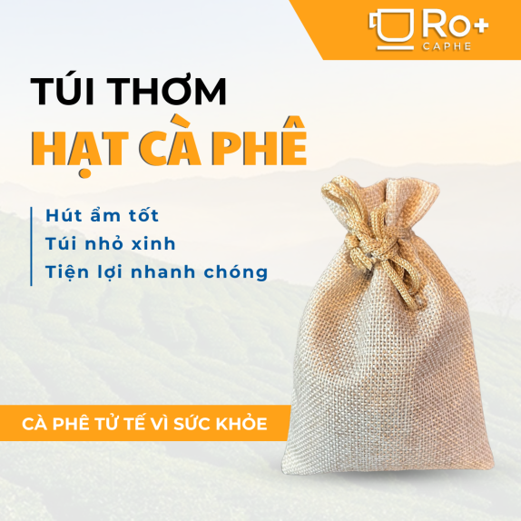 Túi thơm hạt cà phê ROPLUS - Hạt mộc nguyên chất - Khử mùi xe ô tô, phòng ngủ