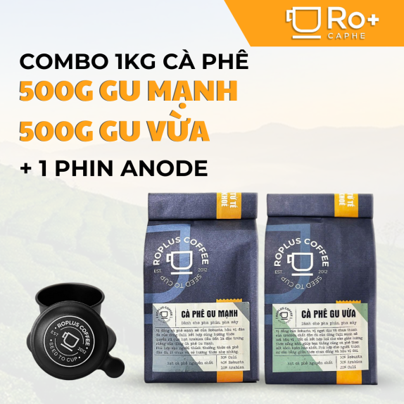 Combo 0.5kg Cafe Gu Vừa + 0.5kg Gu Mạnh Roplus | Tặng Phin Nhôm Anode, Roplus Coffee Cafe Rang Xay Hương Thơm Quyến Rũ