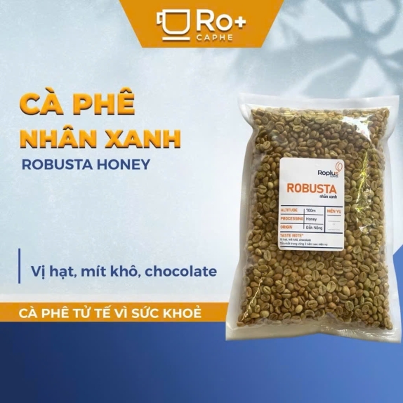 Cà phê nhân xanh Robusta Honey ROPLUS - S18 Chọn Lọc Chuẩn Xuất Khẩu