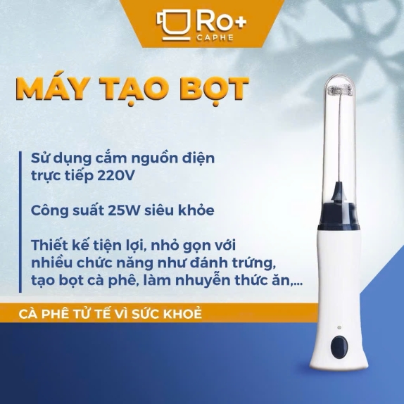 Máy Đánh Trứng Mini Không Dây | Tạo Bọt Cà Phê | Sạc USB | Roplus